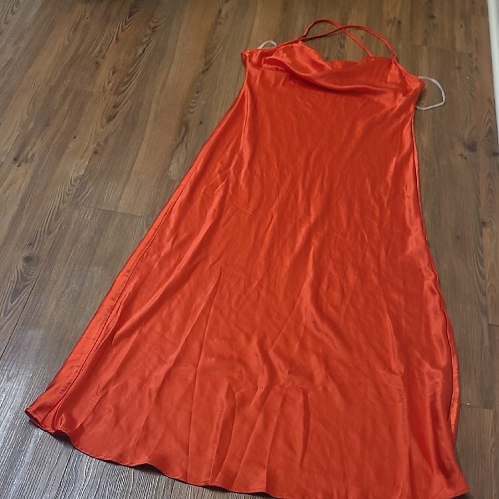 Lulu's Vibrant Orange Backless Dress used good comdition.